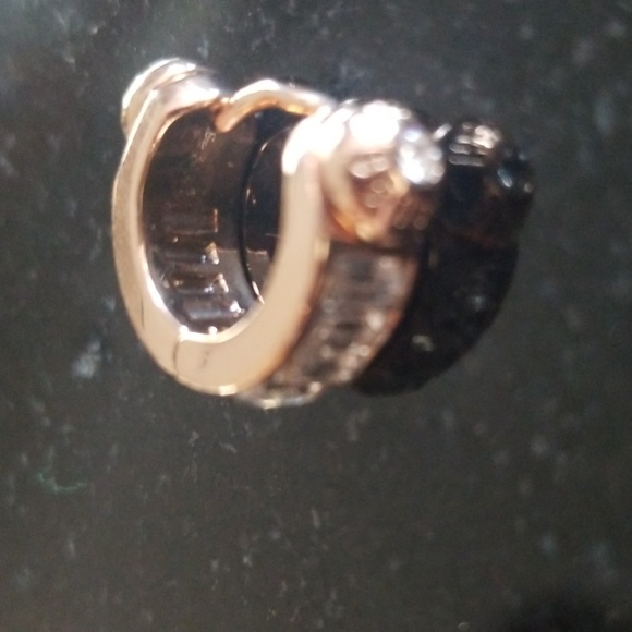 Henri Bendel Rose Gold Crystal Huggie Earrings - Picture 3 of 3